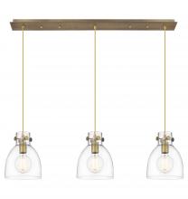  123-410-1PS-BB-G412-8CL - Newton Bell - 3 Light - 40 inch - Brushed Brass - Linear Pendant