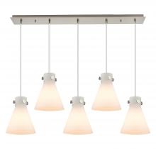  125-410-1PS-SN-G411-8WH - Newton Cone - 5 Light - 40 inch - Brushed Satin Nickel - Linear Pendant