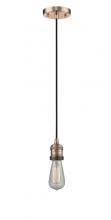  201C-AC - Bare Bulb - 1 Light - 3 inch - Antique Copper - Cord hung - Mini Pendant