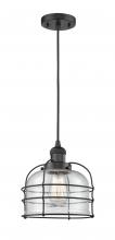 Innovations Lighting 201C-BK-G74-CE - Bell Cage - 1 Light - 9 inch - Matte Black - Cord hung - Mini Pendant