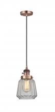 Innovations Lighting 201CSW-AC-G142 - Chatham - 1 Light - 7 inch - Antique Copper - Cord hung - Mini Pendant