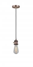  201CSW-AC - Bare Bulb - 1 Light - 3 inch - Antique Copper - Cord hung - Mini Pendant