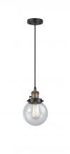 Innovations Lighting 201CSW-BAB-G204-6 - Beacon - 1 Light - 6 inch - Black Antique Brass - Cord hung - Mini Pendant