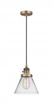  201CSW-BB-G42 - Cone - 1 Light - 8 inch - Brushed Brass - Cord hung - Mini Pendant
