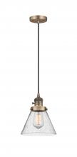  201CSW-BB-G44 - Cone - 1 Light - 8 inch - Brushed Brass - Cord hung - Mini Pendant