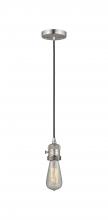  201CSW-SN - Bare Bulb - 1 Light - 3 inch - Brushed Satin Nickel - Cord hung - Mini Pendant