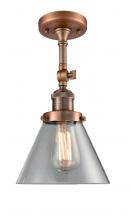  201F-AC-G42 - Cone - 1 Light - 8 inch - Antique Copper - Semi-Flush Mount