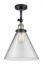  201F-BAB-G42-L - Cone - 1 Light - 12 inch - Black Antique Brass - Semi-Flush Mount