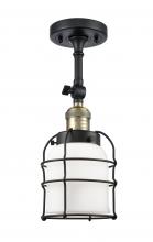  201F-BAB-G51-CE - Bell Cage - 1 Light - 6 inch - Black Antique Brass - Semi-Flush Mount