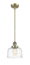  201S-AB-G713-LED - Bell - 1 Light - 8 inch - Antique Brass - Stem Hung - Mini Pendant