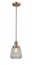  201S-AC-G142-LED - Chatham - 1 Light - 7 inch - Antique Copper - Stem Hung - Mini Pendant