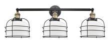  205-BAB-G71-CE - Bell Cage - 3 Light - 34 inch - Black Antique Brass - Bath Vanity Light