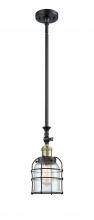  206-BAB-G52-CE - Bell Cage - 1 Light - 6 inch - Black Antique Brass - Stem Hung - Mini Pendant