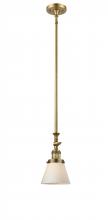  206-BB-G61 - Cone - 1 Light - 6 inch - Brushed Brass - Stem Hung - Mini Pendant