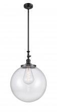  206-BK-G204-16 - Beacon - 1 Light - 12 inch - Matte Black - Stem Hung - Mini Pendant