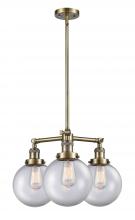  207-AB-G202-8 - Beacon - 3 Light - 22 inch - Antique Brass - Stem Hung - Chandelier