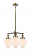  207-AB-G661-7 - Bullet - 3 Light - 20 inch - Antique Brass - Stem Hung - Chandelier