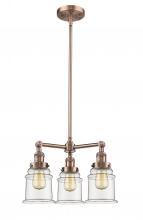  207-AC-G182 - Canton - 3 Light - 18 inch - Antique Copper - Stem Hung - Chandelier