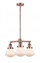  207-AC-G321 - Olean - 3 Light - 19 inch - Antique Copper - Stem Hung - Chandelier