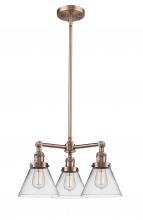  207-AC-G42 - Cone - 3 Light - 22 inch - Antique Copper - Stem Hung - Chandelier