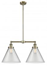  209-AB-G42-L - Cone - 2 Light - 21 inch - Antique Brass - Stem Hung - Island Light