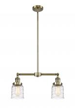  209-AB-G513 - Bell - 2 Light - 21 inch - Antique Brass - Stem Hung - Island Light