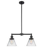  209-BK-G42 - Cone - 2 Light - 21 inch - Matte Black - Stem Hung - Island Light