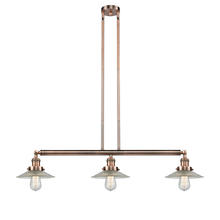  213-AC-G2 - Halophane - 3 Light - 41 inch - Antique Copper - Stem Hung - Island Light