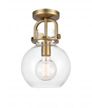  410-1F-BB-G410-8CL - Newton Sphere - 1 Light - 8 inch - Brushed Brass - Flush Mount