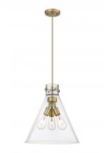  410-3PL-BB-G411-16CL - Newton Cone - 3 Light - 16 inch - Brushed Brass - Cord hung - Pendant