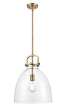 Innovations Lighting 412-1S-BB-14CL - Newton Bell - 1 Light - 14 inch - Brushed Brass - Cord hung - Pendant