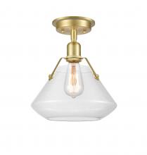 Innovations Lighting 422-1F-SB-10CL - Luna - 1 Light - 11 inch - Satin Brass - Flush Mount