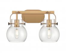  423-2W-BB-G410-6CL - Pilaster II Sphere - 2 Light - 17 inch - Brushed Brass - Bath Vanity Light