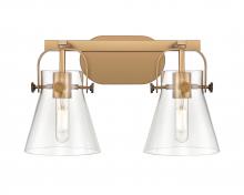  423-2W-BB-G411-6CL - Pilaster II Cone - 2 Light - 17 inch - Brushed Brass - Bath Vanity Light