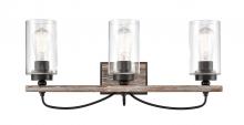  442-3W-BK-CL - Paladin - 3 Light - 24 inch - Matte Black - Bath Vanity Light