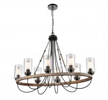  442-8CR-BK-G4424 - Paladin - 8 Light - 39 inch - Matte Black - Chain Hung - Chandelier