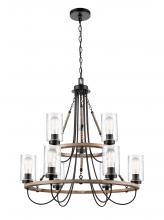  442-9CR-BK-CL - Paladin - 9 Light - 32 inch - Matte Black - Chain Hung - Chandelier