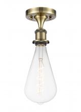  516-1C-AB-BB125LED - Bare Bulb - 1 Light - 5 inch - Antique Brass - Semi-Flush Mount