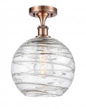  516-1C-AC-G1213-10 - Athens Deco Swirl - 1 Light - 10 inch - Antique Copper - Semi-Flush Mount