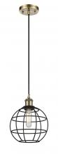  516-1P-AB-CE-8-BK - Lake Placid - 1 Light - 8 inch - Antique Brass - Mini Pendant