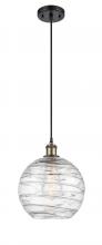 Innovations Lighting 516-1P-BAB-G1213-10 - Athens Deco Swirl - 1 Light - 10 inch - Black Antique Brass - Cord hung - Mini Pendant