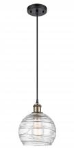 Innovations Lighting 516-1P-BAB-G1213-8 - Athens Deco Swirl - 1 Light - 8 inch - Black Antique Brass - Cord hung - Mini Pendant