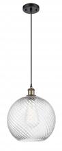  516-1P-BAB-G1214-12-LED - Athens Twisted Swirl - 1 Light - 12 inch - Black Antique Brass - Cord hung - Mini Pendant