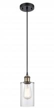 Innovations Lighting 516-1P-BAB-G802 - Clymer - 1 Light - 4 inch - Black Antique Brass - Cord hung - Mini Pendant