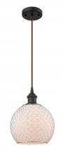  516-1P-OB-G121-8CSN-LED - Farmhouse Chicken Wire - 1 Light - 8 inch - Oil Rubbed Bronze - Cord hung - Mini Pendant