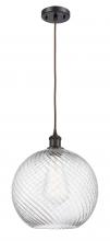  516-1P-OB-G1214-12-LED - Athens Twisted Swirl - 1 Light - 12 inch - Oil Rubbed Bronze - Cord hung - Mini Pendant