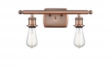  516-2W-AC - Bare Bulb - 2 Light - 16 inch - Antique Copper - Bath Vanity Light