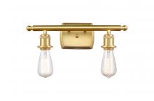  516-2W-SG - Bare Bulb - 2 Light - 16 inch - Satin Gold - Bath Vanity Light