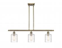  516-3I-AB-G1113 - Cobbleskill - 3 Light - 36 inch - Antique Brass - Cord hung - Island Light