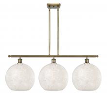  516-3I-AB-G1216-12WM - White Mouchette - 3 Light - 39 inch - Antique Brass - Stem Hung - Island Light